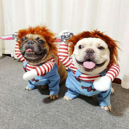 Halloween Dog Costumes Funny Pet Clothes With Wig Pets Dogs Costume Party Dress Up Supplies For Medium Large Dogs Bulldog Pug - Pampered Pets