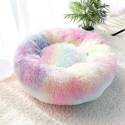 Pet Dog Bed Warm Fleece Round Dog Kennel House Long Plush Winter Pets Dog Beds For Medium Large Dogs Cats Soft Sofa Cushion Mats - Pampered Pets