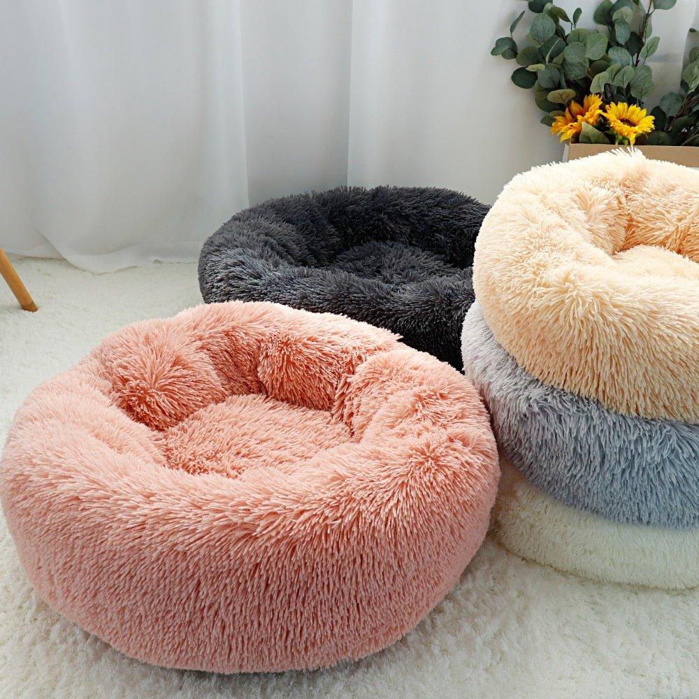 Pet Dog Bed Warm Fleece Round Dog Kennel House Long Plush Winter Pets Dog Beds For Medium Large Dogs Cats Soft Sofa Cushion Mats - Pampered Pets