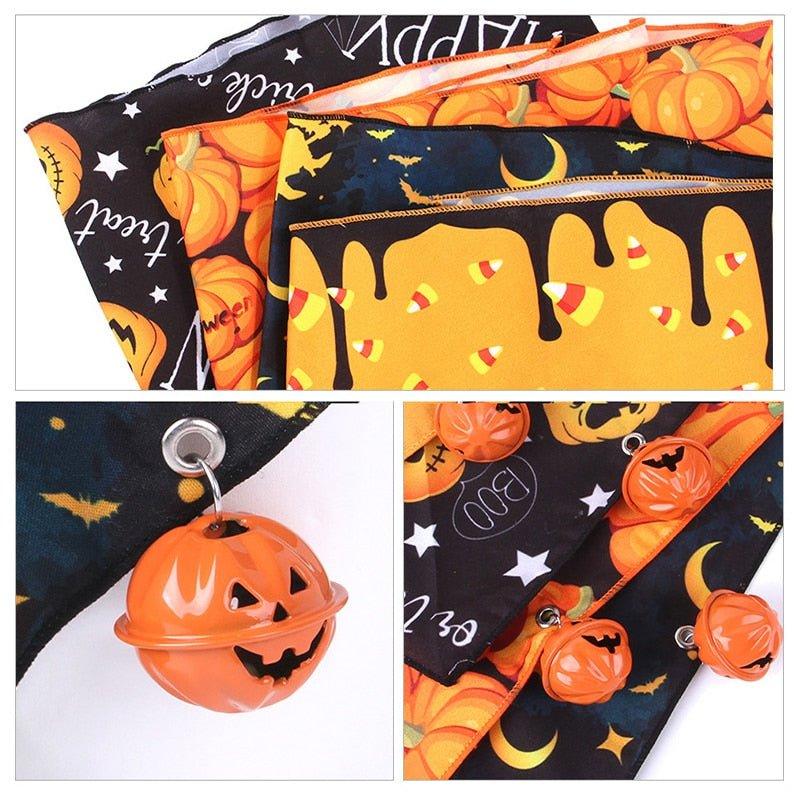 Halloween Pet Scarf Pumpkin Dog Bandana with Bell Funny Dog Cat Triangle Towel Witch Puppy Bibs Dress Up Halloween Pet Supplies - Pampered Pets