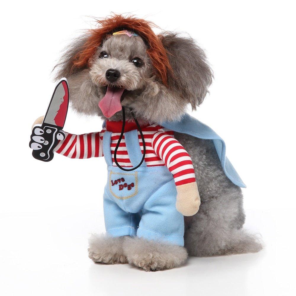 Pet Halloween Costume, Dog Novelty Chucky Costume, Original Killer Doll Shape, Clothes for Cats, Dog Fancy Dress, Dog Outfits - Pampered Pets