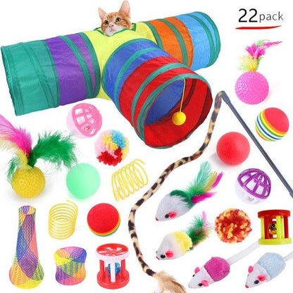 Cat Pets Toys Mouse Shape Balls Foldable Cat Kitten Play Tunnel Funny Cat Stick Mouse Supplies Simulation Fish Cat Accessories - Pampered Pets