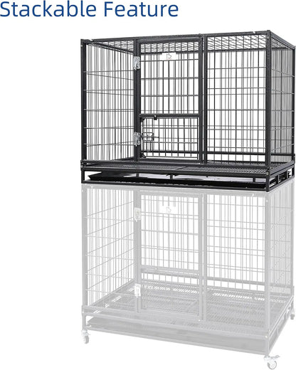 Homey Pet 36 Inch Dog Crate Stackable, Connectable Indestructible Dog Kennel Indoor Cage Medium Sized, Metal Wire