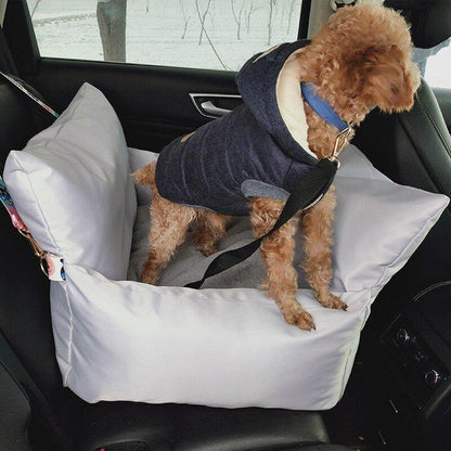 Dog Car Seat Travel Bed Dog Booster Car Seat Premium Quality with Clip-on Safety Leash, 2 in 1 Car Seat Cover for Pets - Pampered Pets