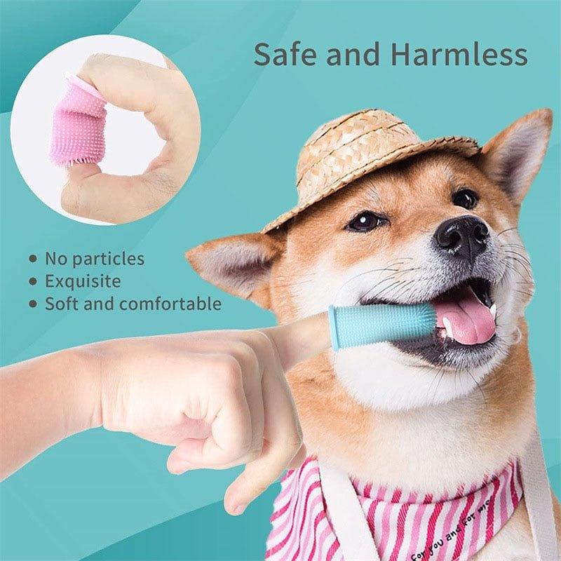 Dog Super Soft Pet Finger Toothbrush Teeth Cleaning Bad Breath Care Nontoxic Silicone Tooth Brush Tool Dog Cat Cleaning Supplies - Pampered Pets