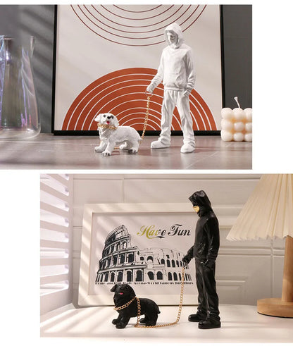 Banksy Statue The Man and Dog Sculpture Street Modern Pop Art Living Room Shelf Office Home Bar Decoration Collections Gift