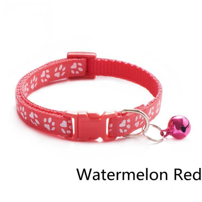 Pet Collar With Bell Cartoon Footprint Colorful Dog Puppy Cat Accessories Kitten Collar Adjustable Safety Bell Ring Necklace Pet - Pampered Pets