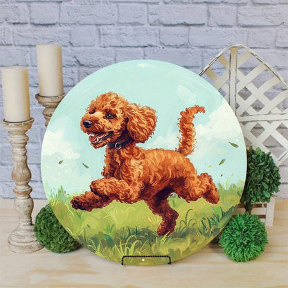 2D Painting Circular Dog Sign, Decorative Poster for Living Room, Wall, Funny Home Decor, Best as Unique Gifts