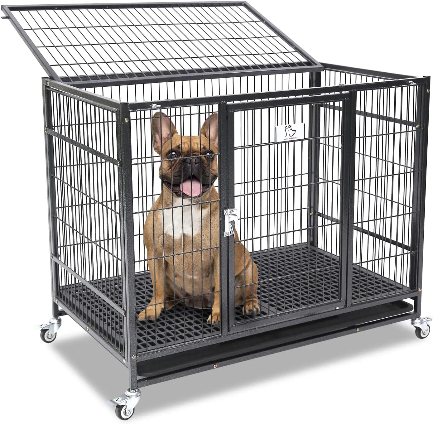 Homey Pet 36 Inch Dog Crate Stackable, Connectable Indestructible Dog Kennel Indoor Cage Medium Sized, Metal Wire