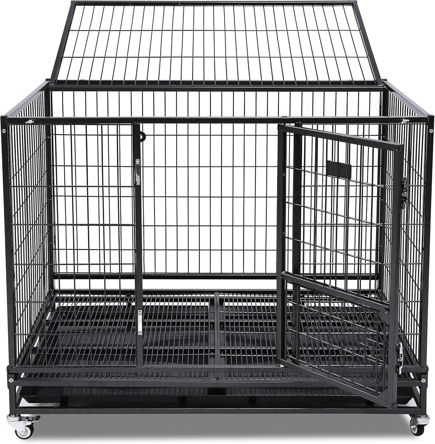 Homey Pet 36 Inch Dog Crate Stackable, Connectable Indestructible Dog Kennel Indoor Cage Medium Sized, Metal Wire