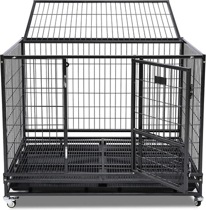 Homey Pet 36 Inch Dog Crate Stackable, Connectable Indestructible Dog Kennel Indoor Cage Medium Sized, Metal Wire