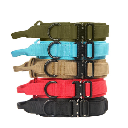 Tactical Pet Collar  Dog Collar Adjustable Collar for Medium and Large Working Dogs Metal Buckle Control Handle