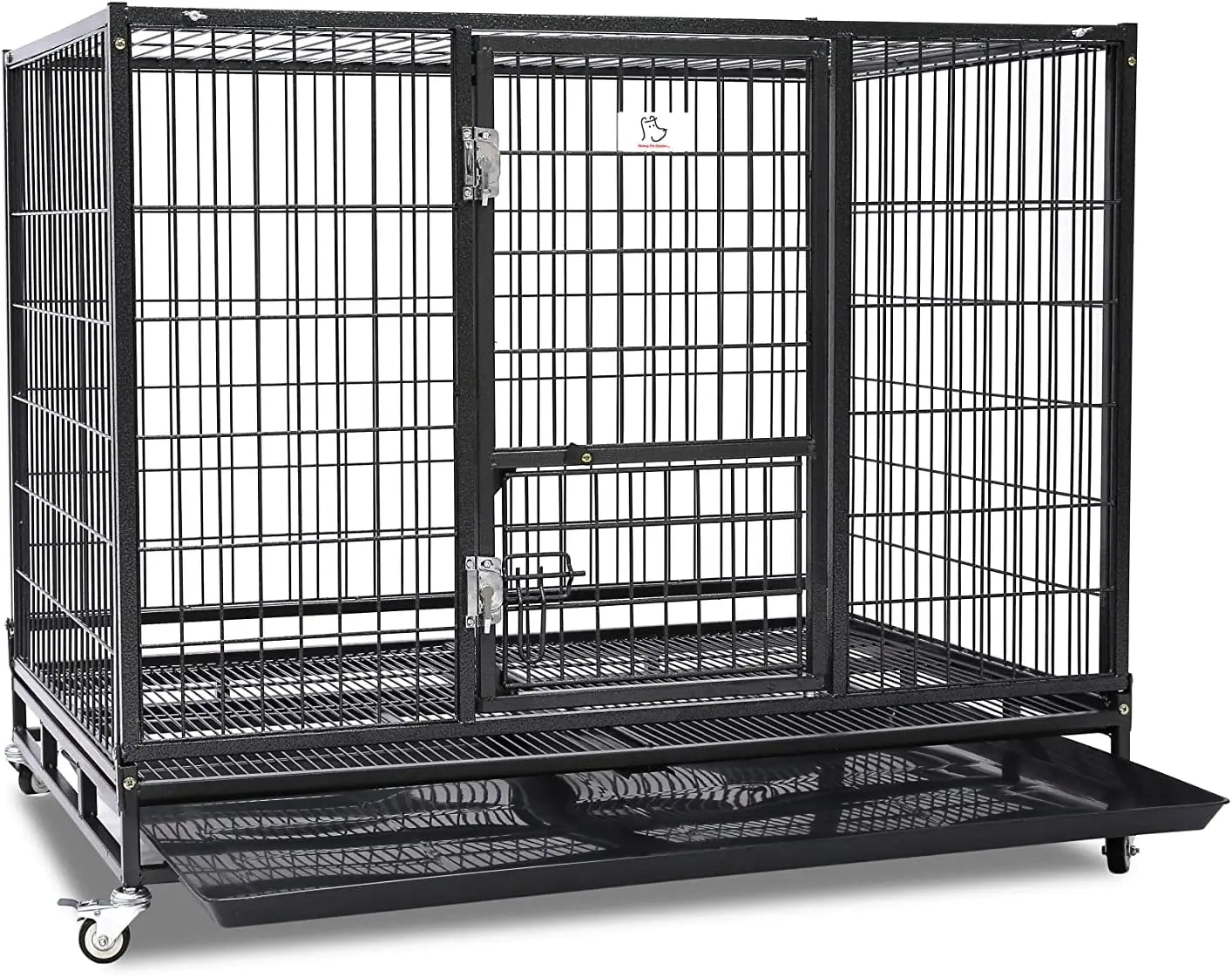 Homey Pet 36 Inch Dog Crate Stackable, Connectable Indestructible Dog Kennel Indoor Cage Medium Sized, Metal Wire