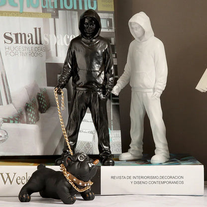 Banksy Statue The Man and Dog Sculpture Street Modern Pop Art Living Room Shelf Office Home Bar Decoration Collections Gift