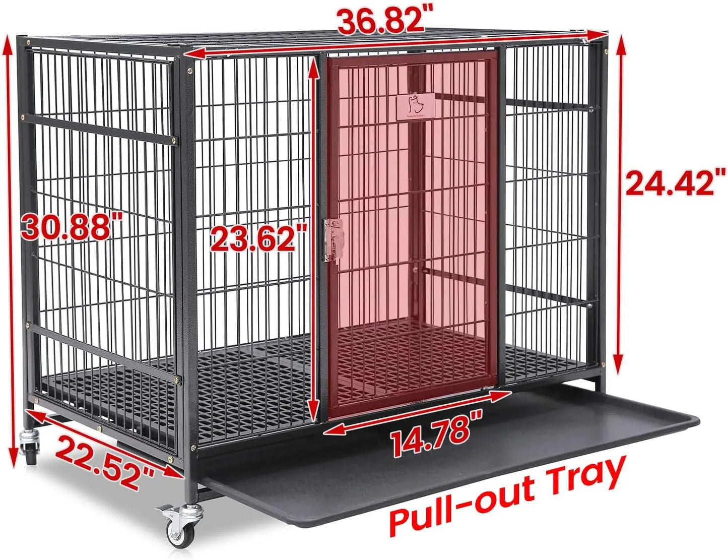 Homey Pet 36 Inch Dog Crate Stackable, Connectable Indestructible Dog Kennel Indoor Cage Medium Sized, Metal Wire