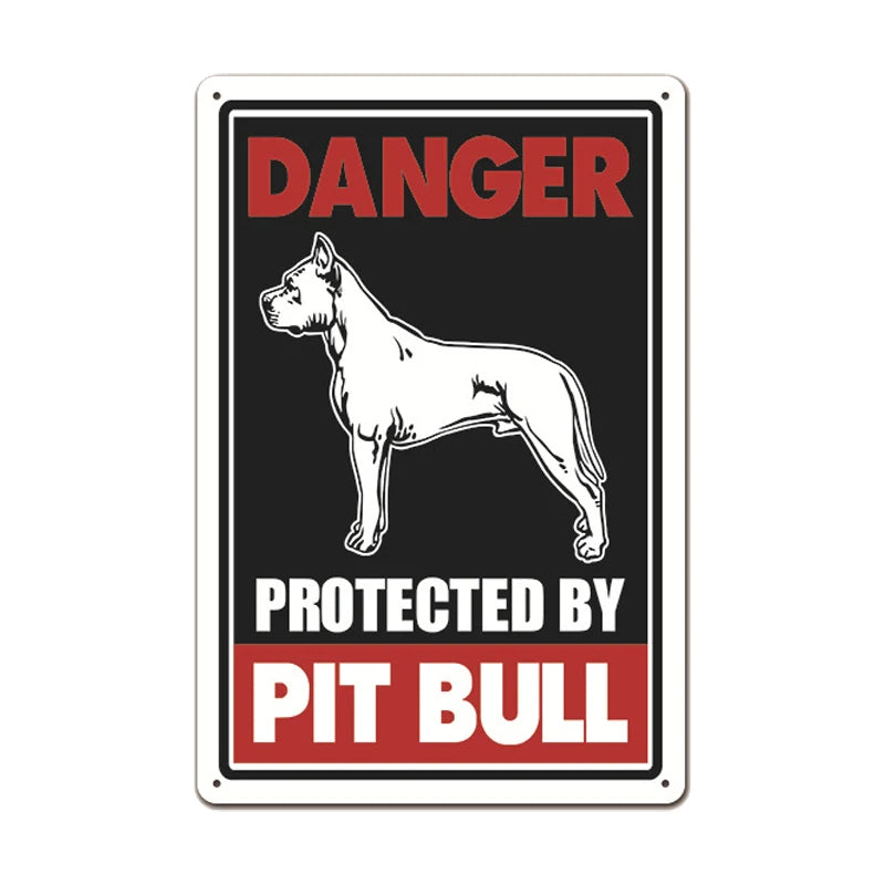 Warning Dog Metal Tin Signs Vintage Poster Beware of Dog Retro Tin Plates Wall Stickers for Garden Family House Door Decoration