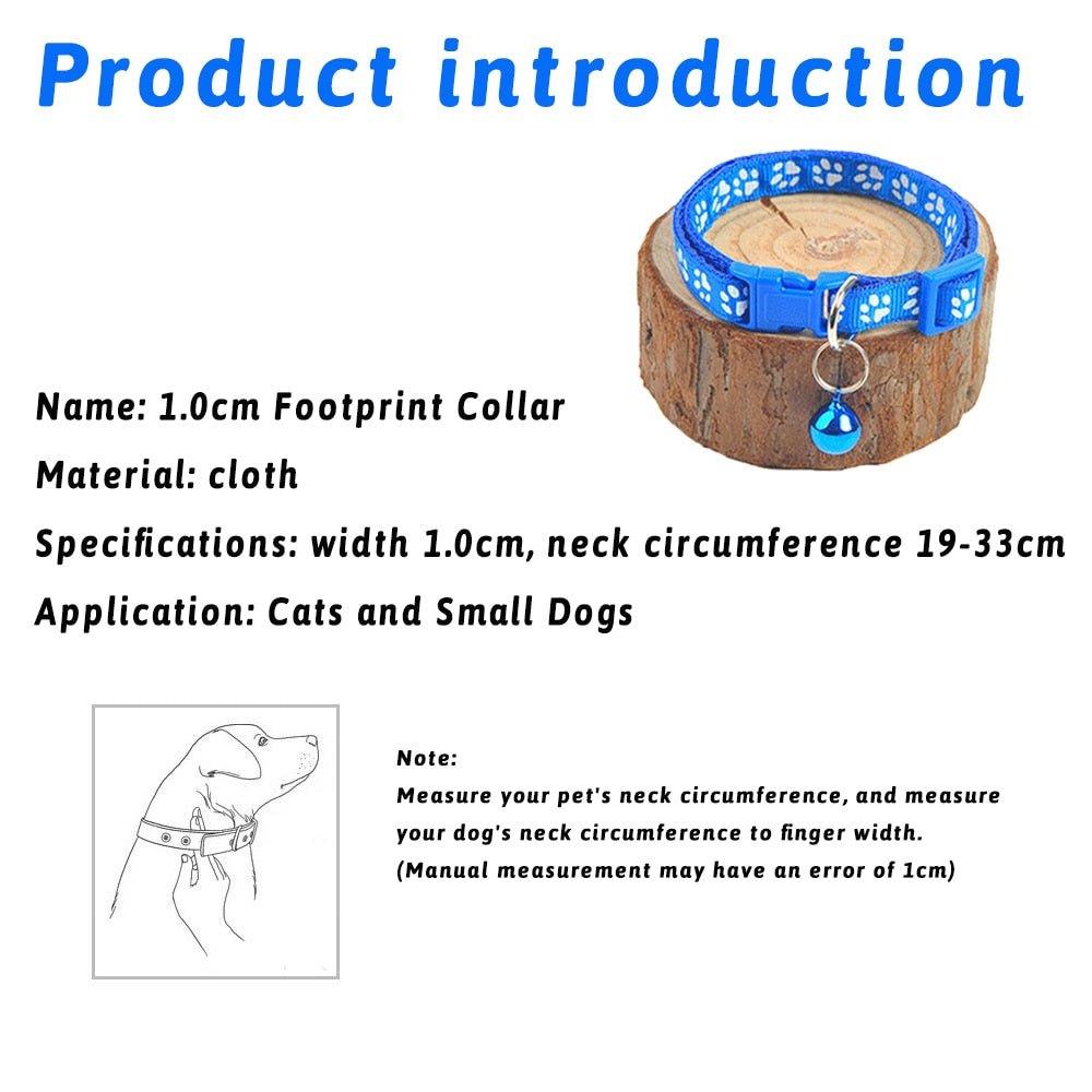 Pet Collar With Bell Cartoon Footprint Colorful Dog Puppy Cat Accessories Kitten Collar Adjustable Safety Bell Ring Necklace Pet - Pampered Pets