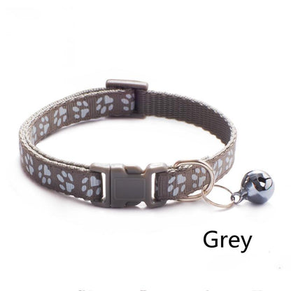 Pet Collar With Bell Cartoon Footprint Colorful Dog Puppy Cat Accessories Kitten Collar Adjustable Safety Bell Ring Necklace Pet - Pampered Pets