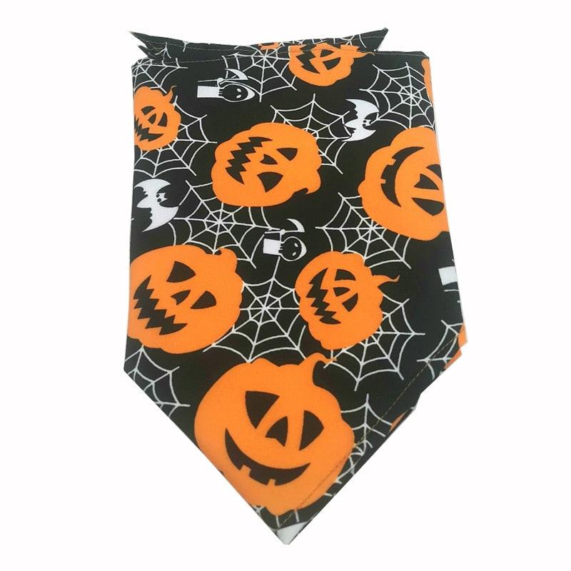 Halloween Pet Scarf Pumpkin Dog Bandana with Bell Funny Dog Cat Triangle Towel Witch Puppy Bibs Dress Up Halloween Pet Supplies - Pampered Pets