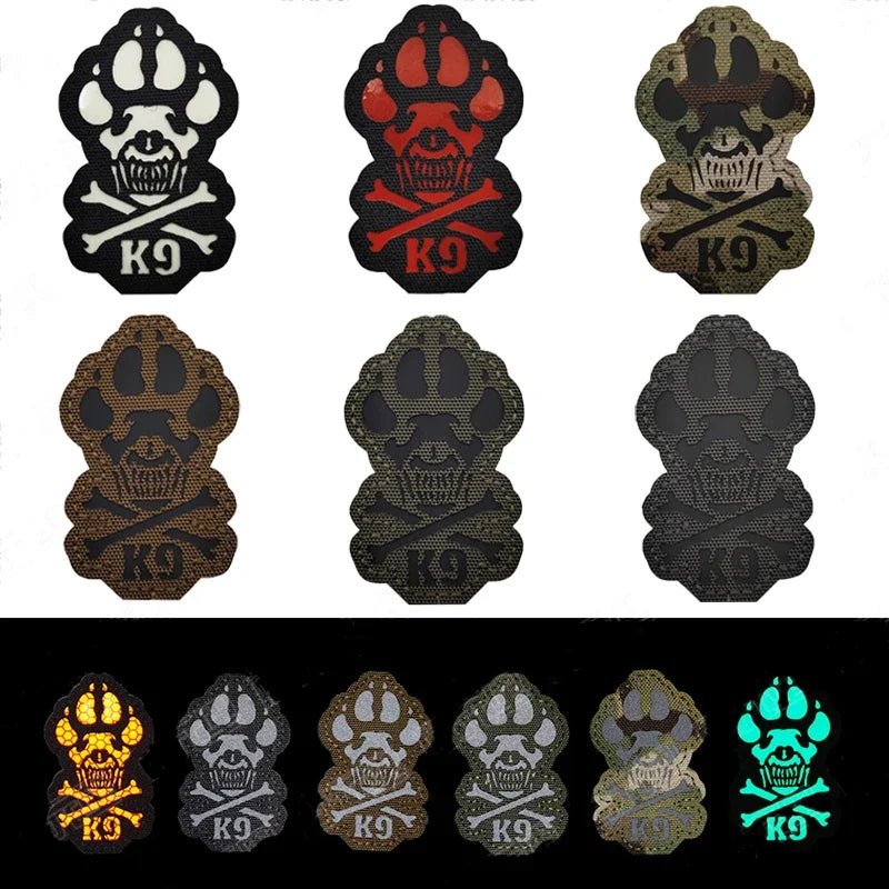 Hook and Loop Patch  PVC K9 Rescue Service Dog Military Dog Badge Luminous Tactical Backpack Stick Clothing Reflective Armband3D