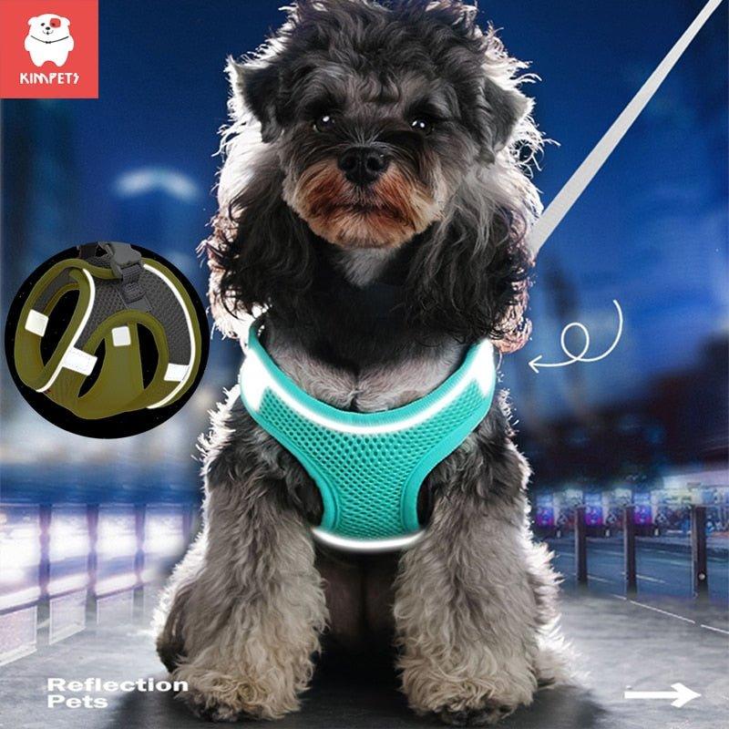 Kimpets Dog Harness Clothes Vest Chest Cat Collars Rope Small Dogs Reflective Breathable Adjustable Outdoor Walking Pet Supplies - Pampered Pets