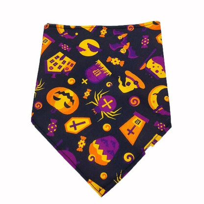 Halloween Pet Scarf Pumpkin Dog Bandana with Bell Funny Dog Cat Triangle Towel Witch Puppy Bibs Dress Up Halloween Pet Supplies - Pampered Pets