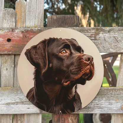 Aluminum Metal Sign, Dog Pattern 2D Flat Circular Wreath Sign, Wall Art Home Decor, Gift for Dog Lovers, Decorative Wall Poster