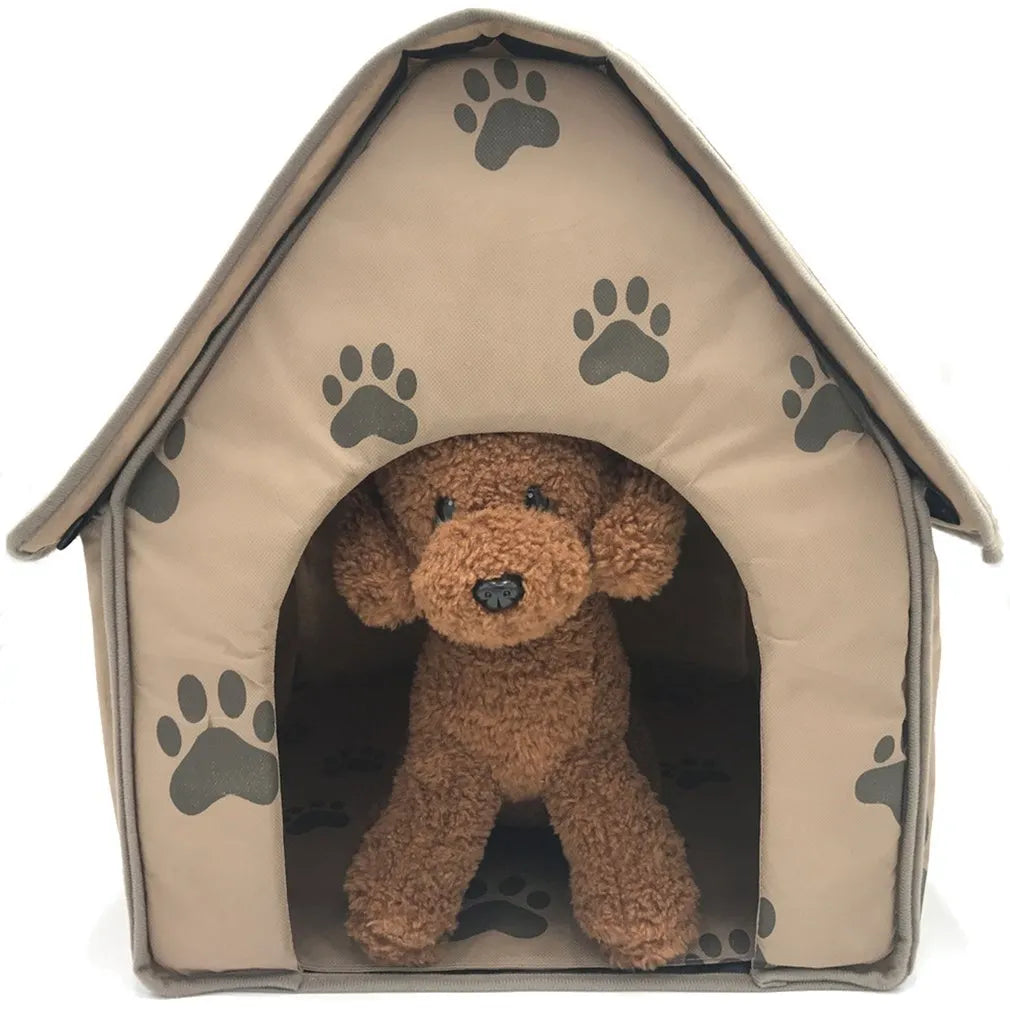 Portable Detachable Small Dog House Latter Cute Paw Print Foldable Dog Cat Sleeping House Washable Soft Pet Nest Fast Delivery - Pampered Pets
