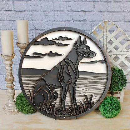 Artistic Dog Mask Round Aluminum Metal Sign for Home and Office Decor, Great Gift for Dog Lovers, Wall Art Home Decor