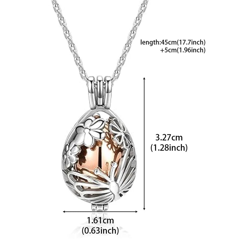 Urn Cremation Necklace Ashes Urn Memorial Locket Pendant Hollow Butterfly Flower Keepsake Cremation Jewelry for Women Man