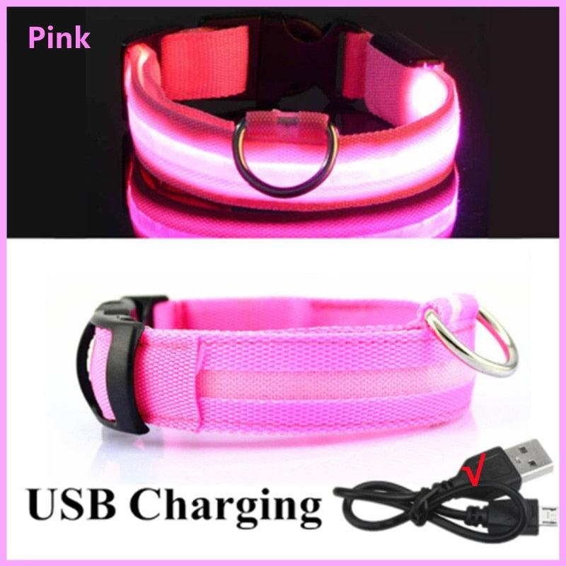 LED Glowing Dog Collar Adjustable Flashing Rechargea Luminous Collar Night Anti-Lost Dog Light HarnessFor Small Dog Pet Products - Pampered Pets