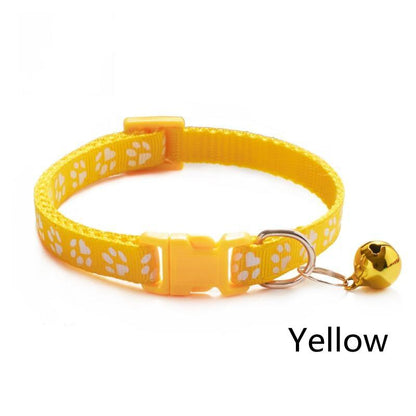 Pet Collar With Bell Cartoon Footprint Colorful Dog Puppy Cat Accessories Kitten Collar Adjustable Safety Bell Ring Necklace Pet - Pampered Pets