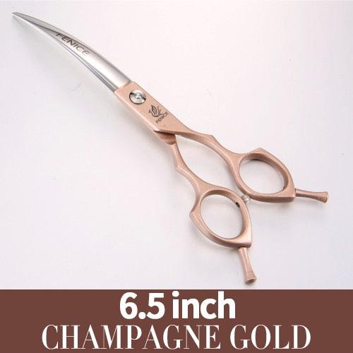 Fenice 6.5/7.0 inch Colorful Professional Pets Grooming Scissors Curved Dogs Hair Cutting Shear Japan 440C - Pampered Pets