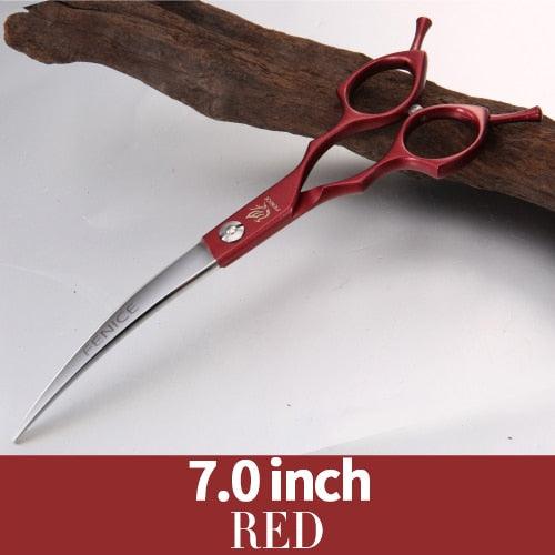 Fenice 6.5/7.0 inch Colorful Professional Pets Grooming Scissors Curved Dogs Hair Cutting Shear Japan 440C - Pampered Pets