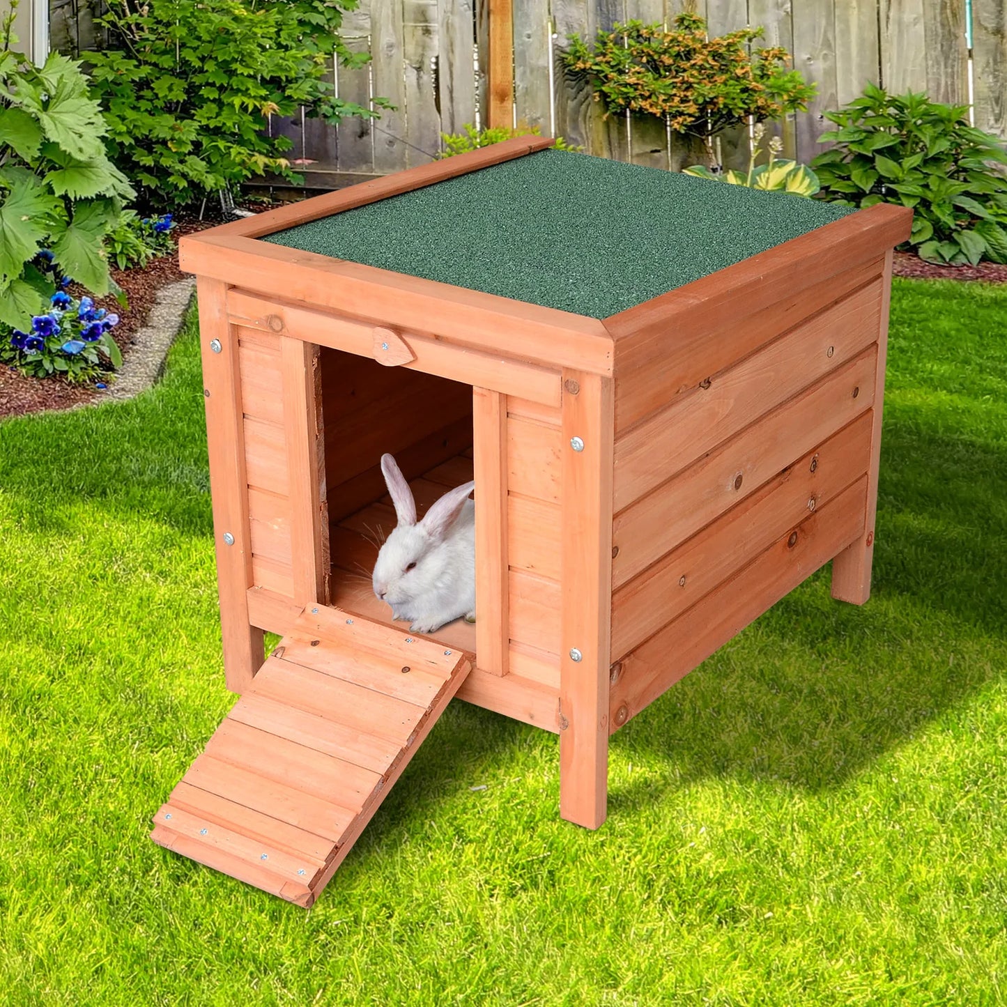 PawHut Conejera Madera de Exterior Jaula para Conejo Cobaya Casa para Animal Pequeno 51x42x43cm