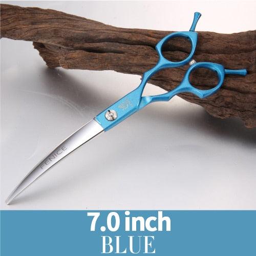 Fenice 6.5/7.0 inch Colorful Professional Pets Grooming Scissors Curved Dogs Hair Cutting Shear Japan 440C - Pampered Pets