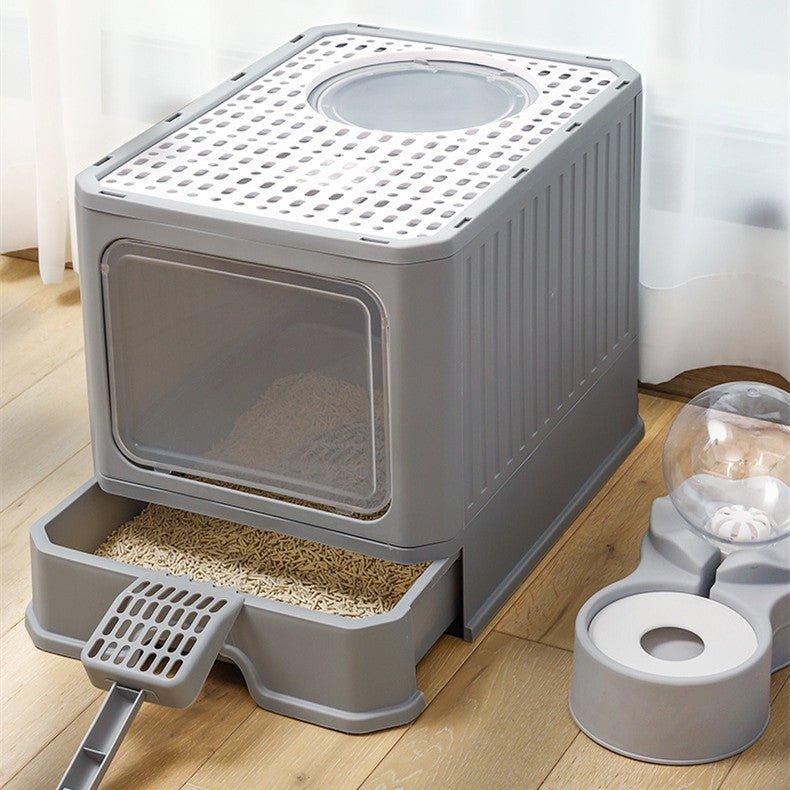 Large Double Door Drawer Foldable Cat Litter Basin - Pampered Pets