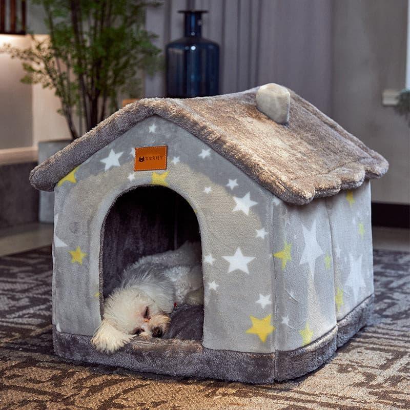 Foldable Dog House Pet Cat Bed Winter Dog Villa Sleep Kennel Removable Nest Warm Enclosed Cave Sofa Pets Supplies - Pampered Pets