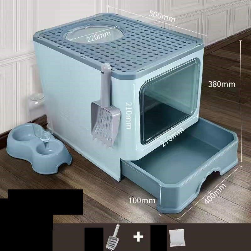 Large Double Door Drawer Foldable Cat Litter Basin - Pampered Pets