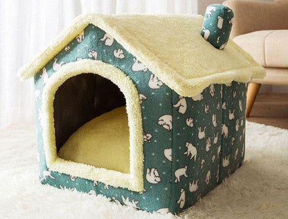 Foldable Dog House Pet Cat Bed Winter Dog Villa Sleep Kennel Removable Nest Warm Enclosed Cave Sofa Pets Supplies - Pampered Pets