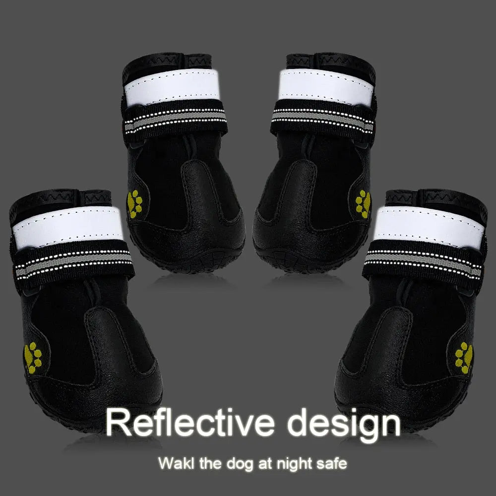 4pcs/set Pet Dog Shoes Reflective Waterproof Dog Boots Warm Snow Rain Pets Booties Anti-slip Socks Footwear For Medium Large Dog | Pampered Pets