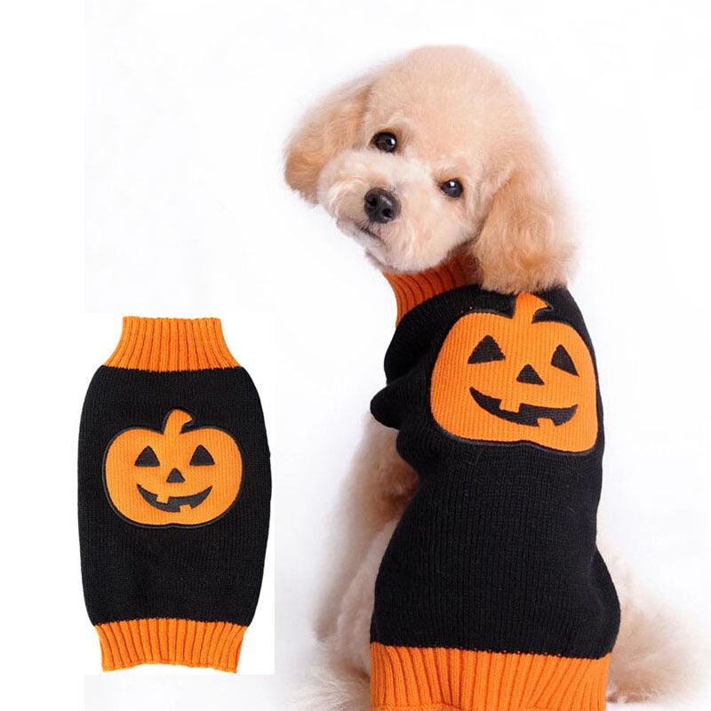 Pet Halloween Dog Knitted Pumpkin Sweater - Pampered Pets