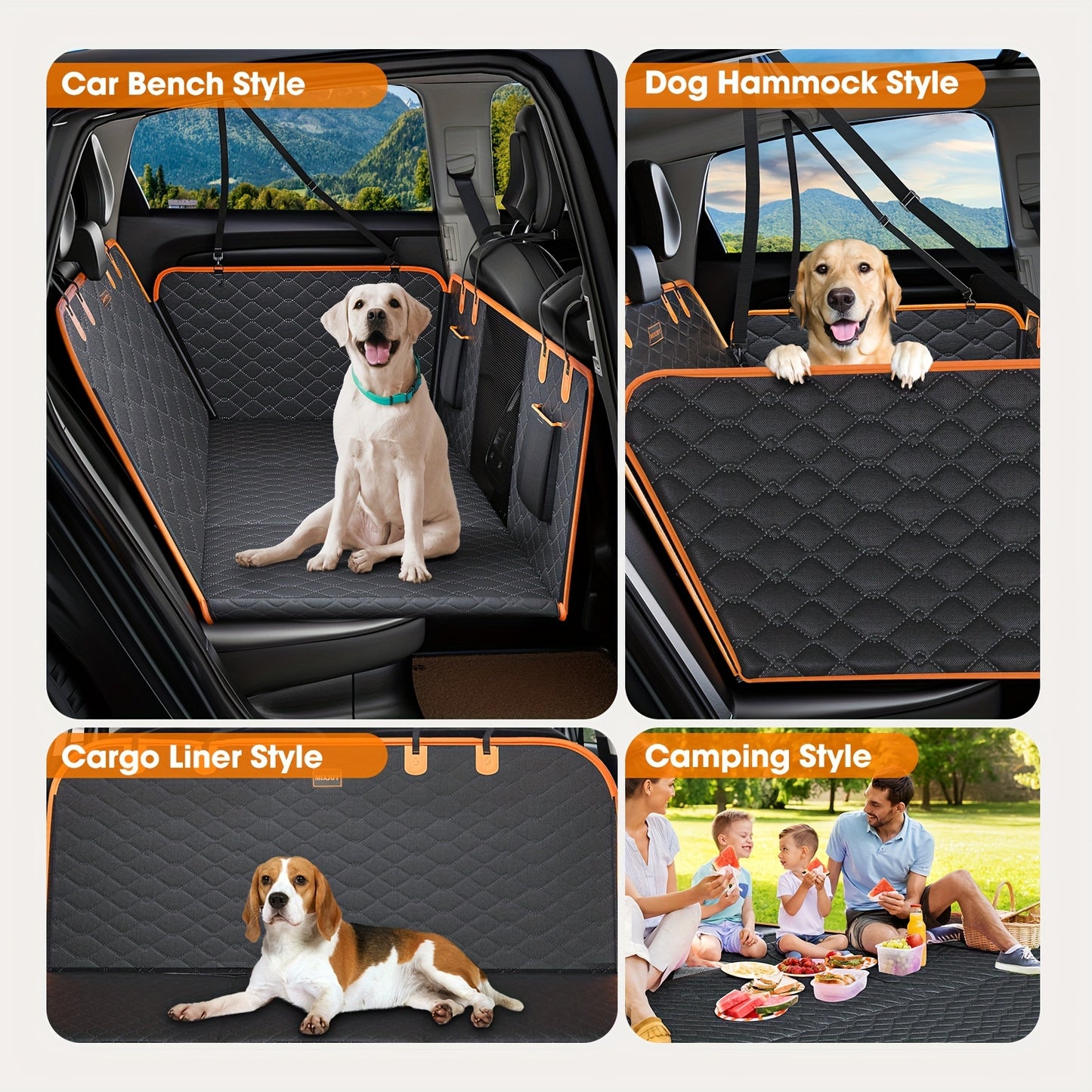 MIXJOY Deluxe Back Seat Extender - Waterproof, Foldable, and Durable Polyester Dog Car Seat Cover for Back Seat