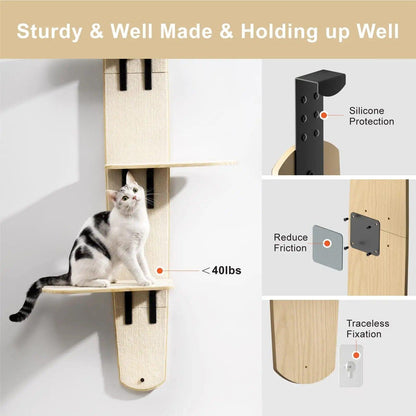 Mewoofun 4-Levels Versatile Cat Climber Shelves Door Mounted Vertical Cat Tree - Pampered Pets