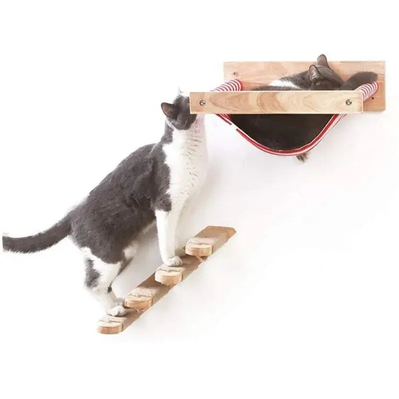 1pcWall-mounted Cat Hammock Bed Pet Furniture Kitten Wall Shelf Set Cat Perch Wooden Scratching Climbing Post Cat Tree House Toy - Image #3