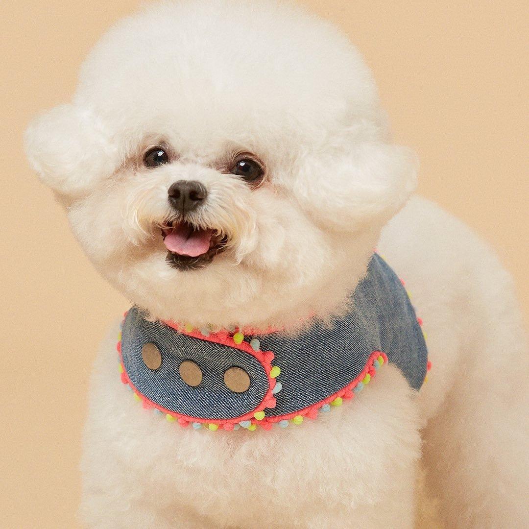 INS Style Korean Style Dark Denim Puppy Embroidery Breathable Four Seasons Chest Strap - Pampered Pets