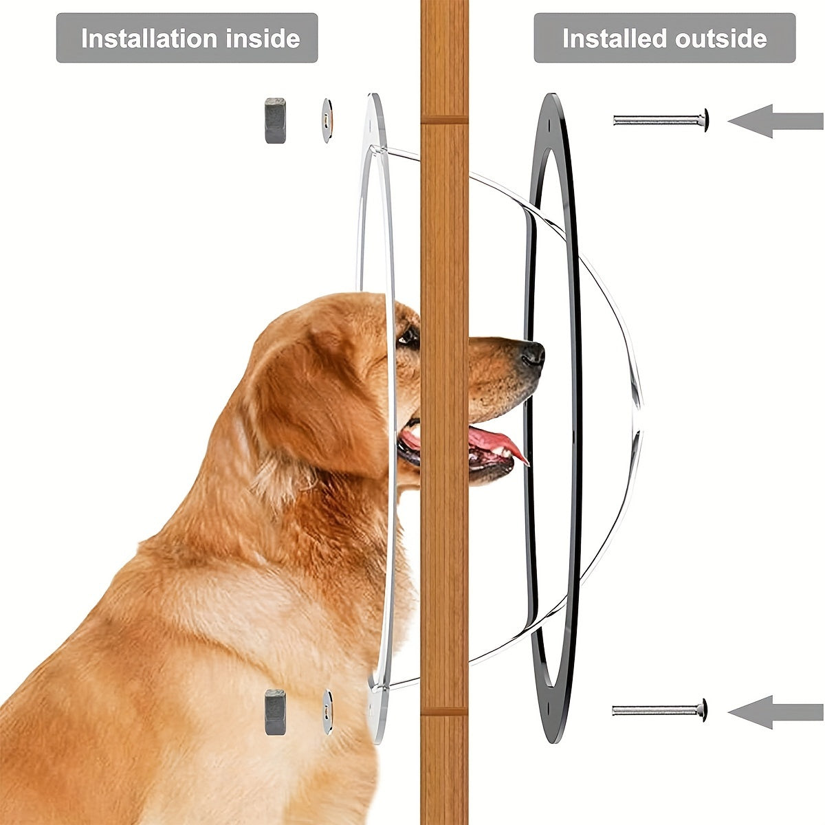 Acrylic Pet Viewing Window - Transparent Dome Fence For Dogs & Cats, Space-Saving Door Design
