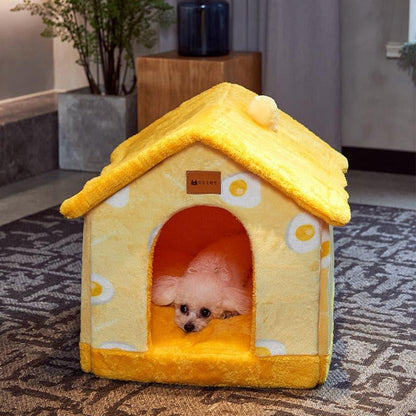 Foldable Dog House Pet Cat Bed Winter Dog Villa Sleep Kennel Removable Nest Warm Enclosed Cave Sofa Pets Supplies - Pampered Pets