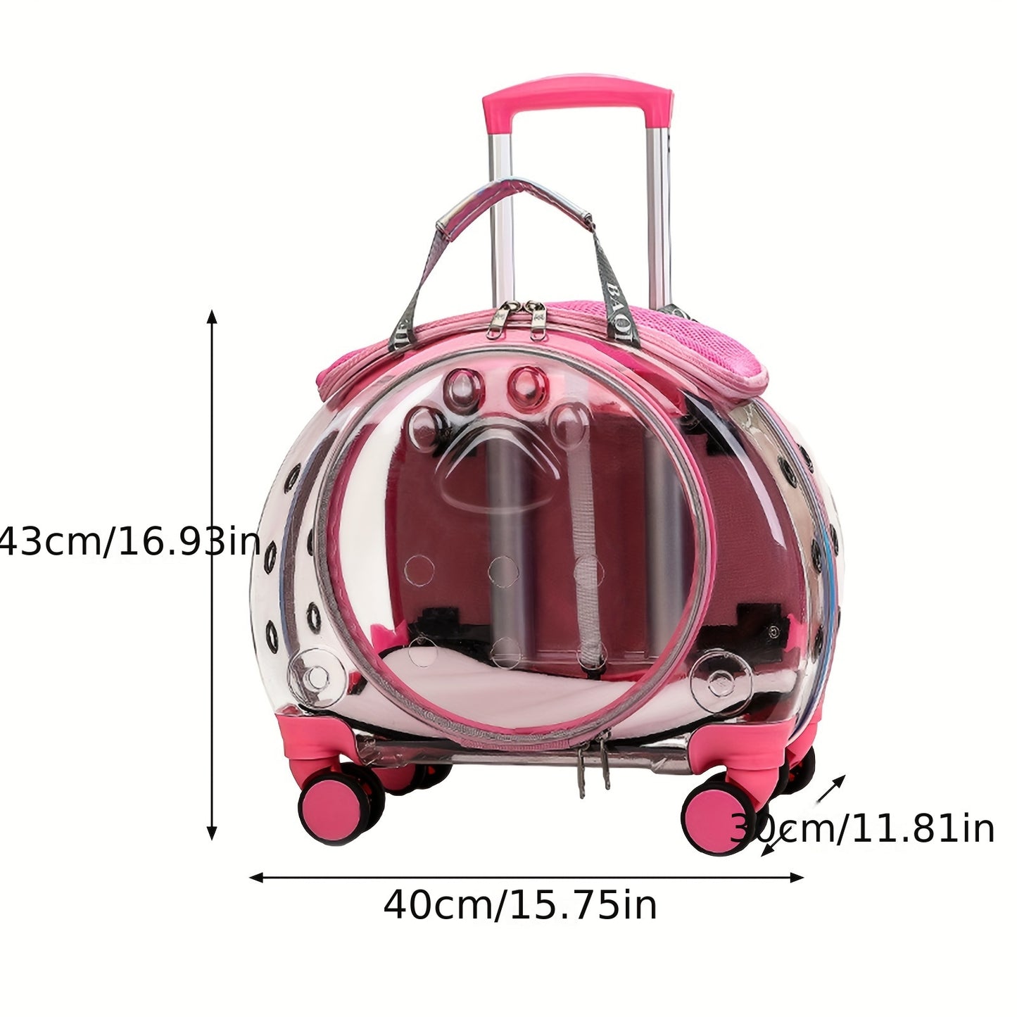 Pet Trolley Case Clear Ventilation Holes Silent Wheels Convenient Portable Cats Dogs Backpack for Travel