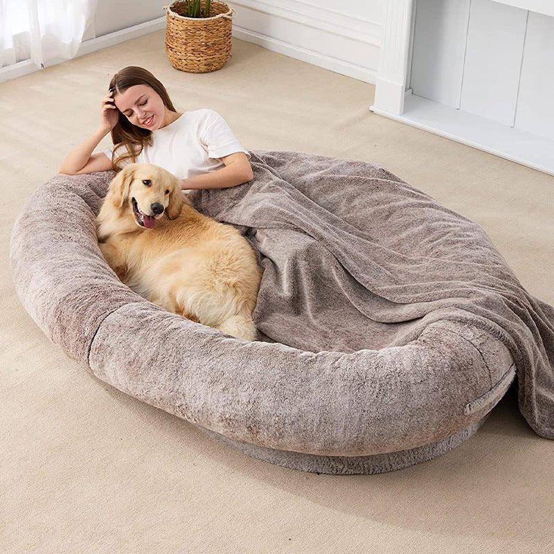 Large Human Short Plush Dog Bed - Pampered Pets